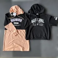 【新品未使用】女の子　140㎝　長袖　ワンピース　フード付き　半袖　パーカー　黒