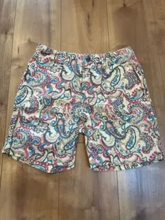 デニムダンガリー　ショートパンツ　ペイズリー柄　130cm