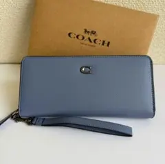 コーチ COACH アウトレット ラウンドジップ長財布 CJ884 ブルー - メルカリ