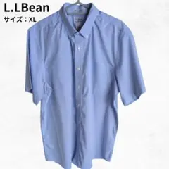L.L.Bean 半袖BDシャツ XL ギンガムチェック青 綿100% 形態安定のサムネイル