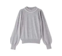 プロポーションボディドレッシング パール付きグレーバルーン袖ニット