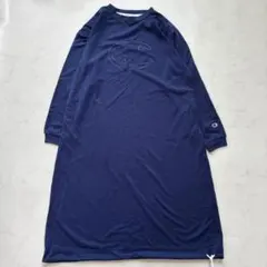 【美品】Champion ワンピース ロゴ刺繍 ネイビー M（F331）