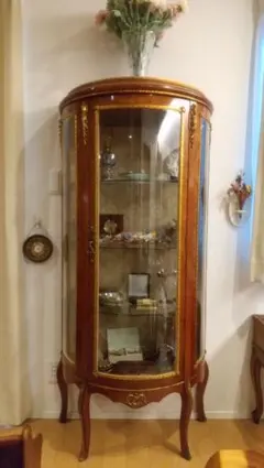 展示品 北海道 旭川家具 河本家具 照明付 キュリオケース 飾り棚