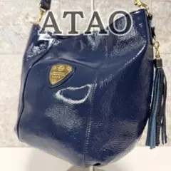 【美品】希少 ATAO アタオ エルヴィ ハンドバッグ ネイビー エナメル 撥水のサムネイル
