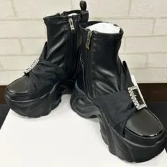 新品 YOSUKE ヨースケ 厚底ブーツ 23cm ビジュー 黒 4450085