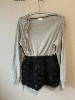 【(*^ω^*)様専用】オフショルダー長袖トップス グレー×黒