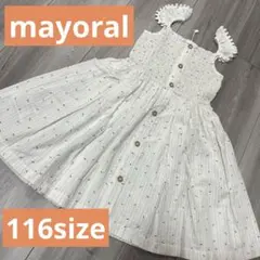 美品　mayoral 116size ホワイト 花柄 ノースリーブ ワンピースのサムネイル