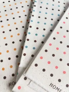 【カットクロス】水玉 ブルー・ピンク・オレンジ 3枚セット　58cm×46cm