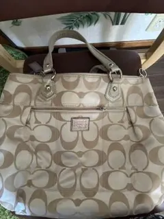 COACH コーチ シグネチャー トートバッグ ベージュホワイト