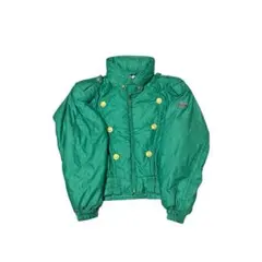 冬本番 DESCENTE製 80s 中綿ジャケット グリーン L 金ボタン