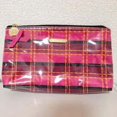 新品未使用Victoria's Secret リボン付きチェック柄クリアポーチ