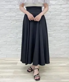 MISCH MASCH 配色ステッチ フレアスカート ロングスカート ブラックのサムネイル