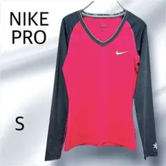 NIKE PRO ナイキ レディース スポーツウェア Vネック【S】ピンク