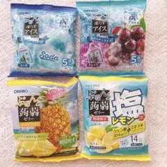 ぷるんと蒟蒻ゼリー凍らすアイス　4袋　塩レモン　パイン　ソーダ　グレープのサムネイル