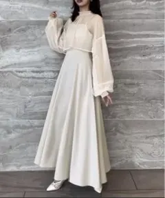 【JUNOAH】チュールボレロ フレアキャミワンピース