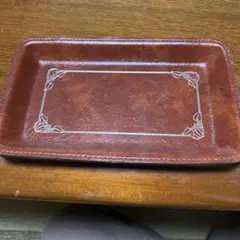 釣り銭トレイ　トレー　小物入れ　コイントレー　カルトン（レザー調）茶色