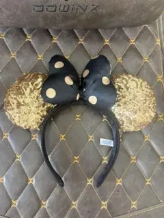 ミニーマウス　カチューシャ ゴールド　スパンコール