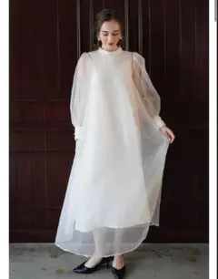 【新品タグ付き】Acka. sheer shoulder dress 黒 S sheer shoulder dress – Acka online store