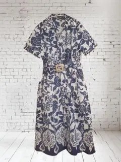 【新品未使用】大きいサイズ (L) ZARA ベルト付 花柄 ロングワンピース