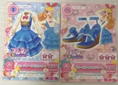 アイカツカード　ブルーティアードフリルワンピース&ブルーリボンウエッジソール