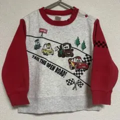 カーズ トレーナー 赤 グレー　ディズニー　100 裏起毛