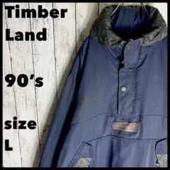 90s ティンバーランド ハーフジップ ナイロンジャケット L レザー使用