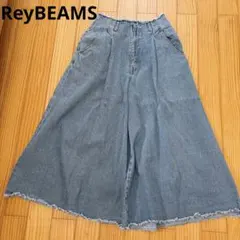 ReyBEAMS デニムブルー フリンジ裾 ワイドレッグパンツのサムネイル