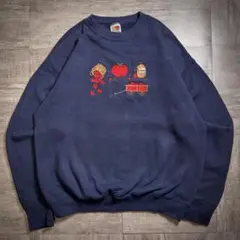 【90's】フルーツオブザルーム　短丈　フロント刺繍スウェット　Lサイズ