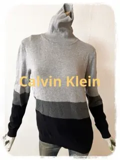 ☘️T21137☘️Calvin Klein タートルニット ボーダー トップス M