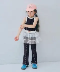 p.premier 配色メロウリブ フレアパンツ　ストレッチパンツ　100cm