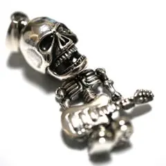 シルバー925 ネックレス ドクロ ギター 音楽 スカル 髑髏 人気 銀 楽器