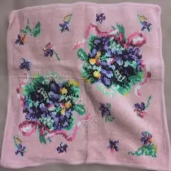平成レトロ　レイクアルスターハンカチ ピンク 花柄　未使用品