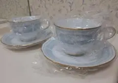 新品　未使用　ノリタケ　カップ&ソーサー　レースウッドゴールド　ペア カップ