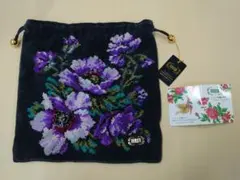 FEILER 花柄 紫系 巾着 ポーチ 日本製