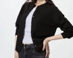 メリノクルーネックカーディガン ブラック