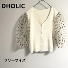 【1度着用美品】dholic 袖シースルーVネックトップス　フリーサイズ
