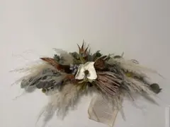 横型　横長　プロテアとパームフラワー　パンパスグラスたっぷり　スワッグ　リース