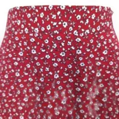 フィフス fifth <M> スカート 赤 フレアロング ゴムウエスト 花柄㊺