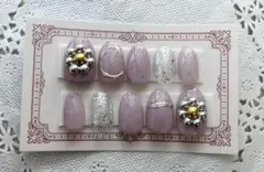 ハンドメイド　ネイルチップ　ポップネイル　フラワーネイル　ミラーネイル