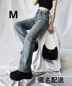 me+em select カットアウトサイドリボンウォッシュストレートデニムのサムネイル