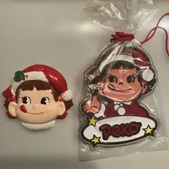 不二家 ペコちゃん クリスマス ブローチ キーホルダー セット
