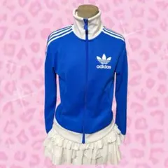 adidas 青 ジップアップジャージ XS