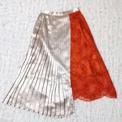 週末限定セール！TARO HORIUCHI プリーツ×レース 切替スカート 春夏のサムネイル
