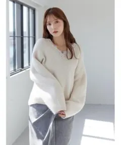 SNIDEL スナイデル ラクーン衿レースプルオーバー