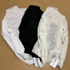 未使用　シアー　メロウ　トップス　長袖　白　黒　アイボリー　セット　M S