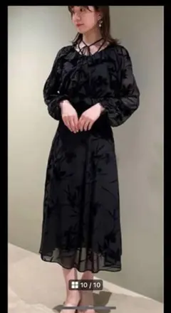 黒 スナイデルsnidelシースルー フラワープリント ブラウス