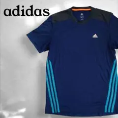 美品　アディダスadidas　トレーニングシャツ　ドライTシャツ　ネイビー　L