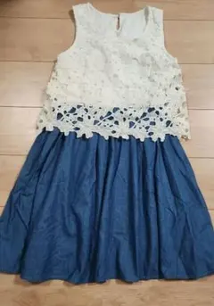 イング★ レースデザイン ノースリーブワンピース　M