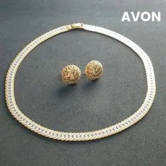 AVON ヴィンテージ ゴールド シルバー桔平 ネックレス イヤリングセット