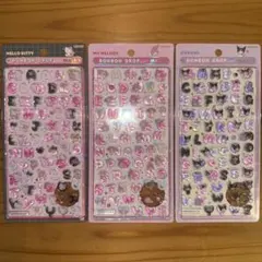 【正規品】ボンボンドロップシールもじ　ハローキティ　マイメロ　クロミ　3枚セット